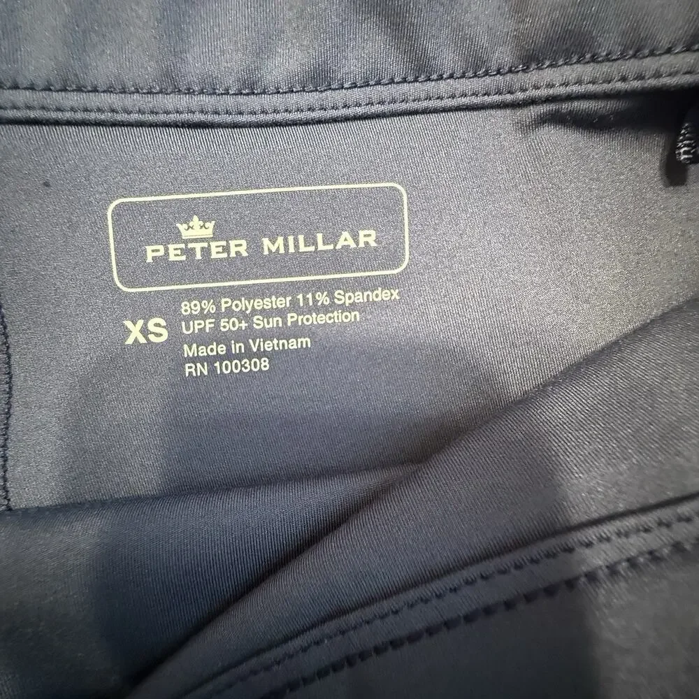 Peter Millar 18” Skort Sz XS Petal Hem Navy Blue Golf Tennis Skirt PullOn UPF50+